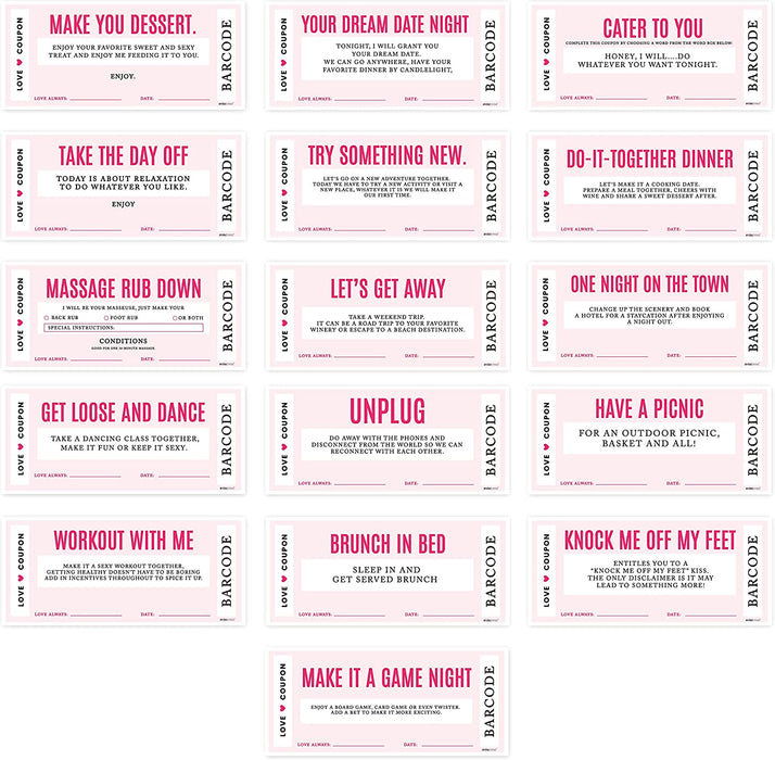 Set of 16 Couples Coupons-Set of 16-Andaz Press-Pink Love-