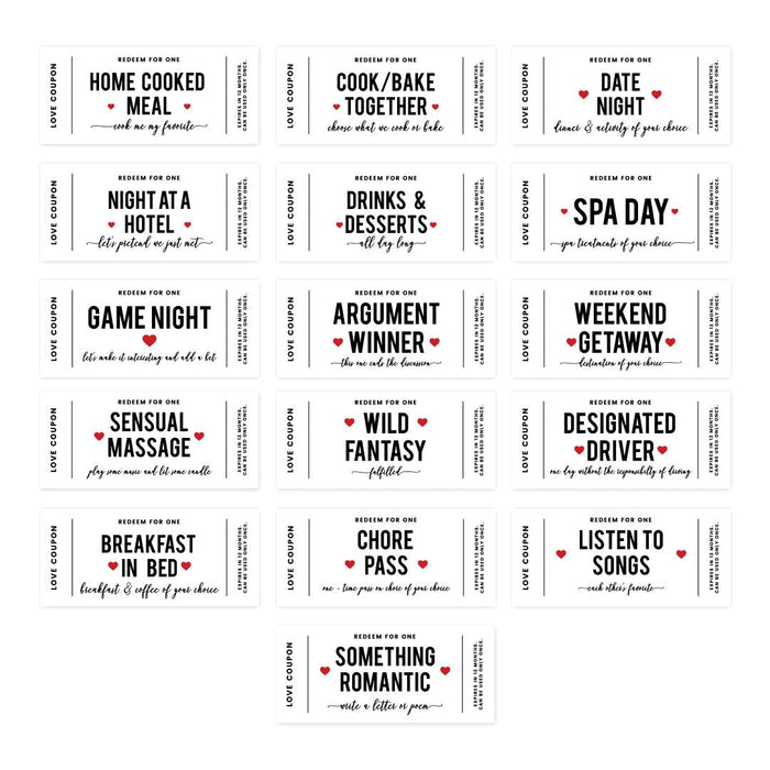 Set of 16 Couples Coupons-Set of 16-Andaz Press-Red Heart Love-