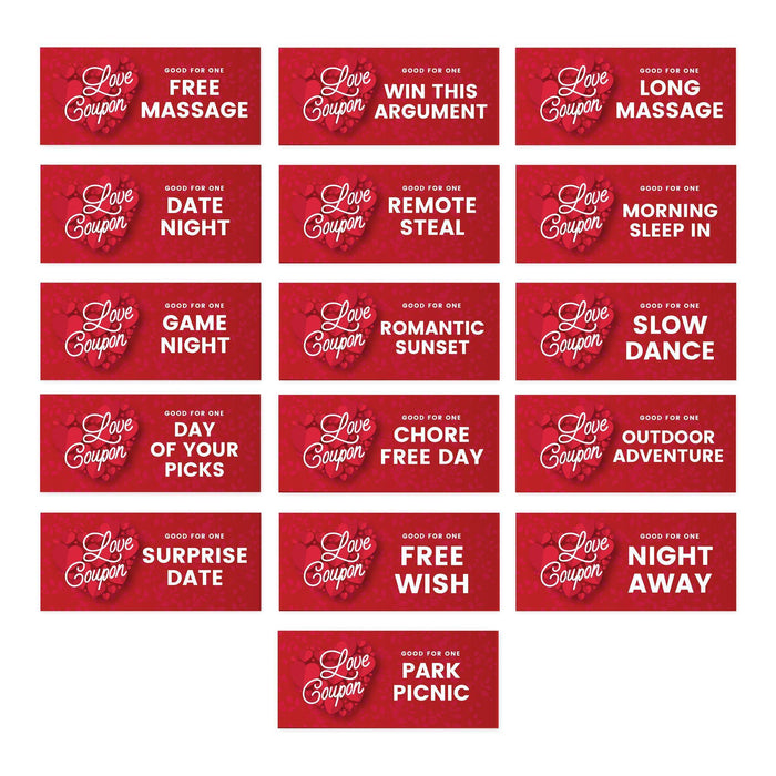 Set of 16 Couples Coupons-Set of 16-Andaz Press-Red Hearts Love-
