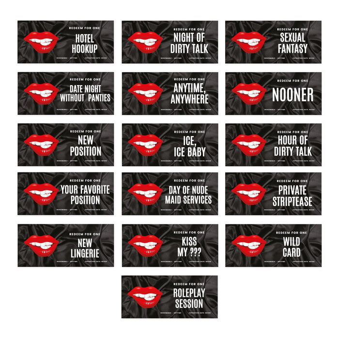 Set of 16 Couples Coupons-Set of 16-Andaz Press-Red Lip Bite Naughty Love-