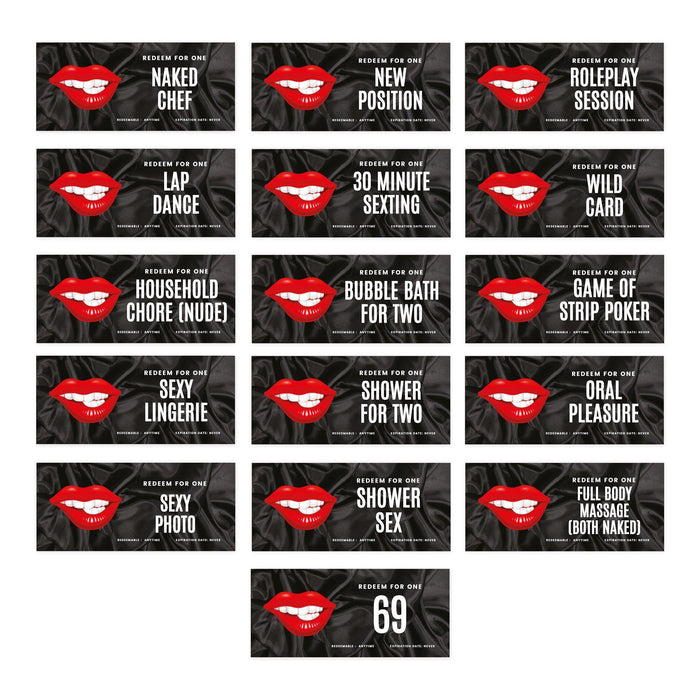 Set of 16 Couples Coupons-Set of 16-Andaz Press-Red Lips Design Sexy Love-