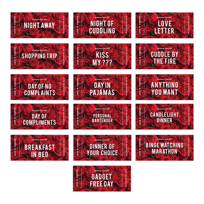 Set of 16 Couples Coupons-Set of 16-Andaz Press-Red Roses Redeem For One-