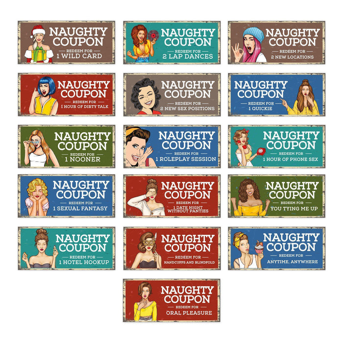 Set of 16 Couples Coupons-Set of 16-Andaz Press-Retro Vintage Sexy Love-