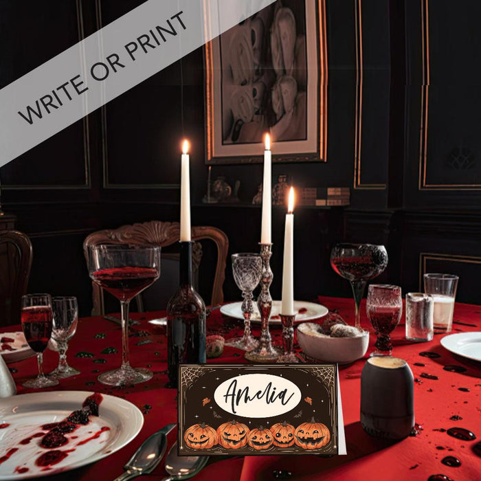 Set of 24 Halloween Table Tent Place Cards for Table Setting-Set of 24-Andaz Press-Scary Pumpkins-