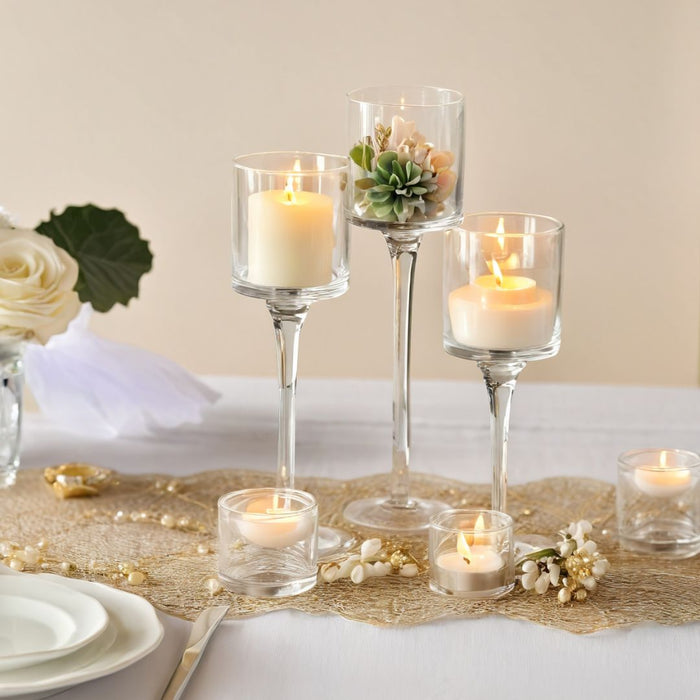 Set of 3 Glass Floating Candle Vases-Koyal Wholesale-Gold-SET OF 1 (3PC)-