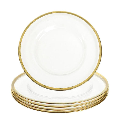 Set of 4 Clear Glass Rim Charger Plates-Set of 4-Koyal Wholesale-Gold-