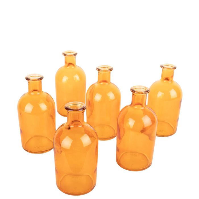 Set of 6 Glass Bud Vases | Small Apothecary Bottles, Bulk Set-Koyal Wholesale-Amber-Set of 6-