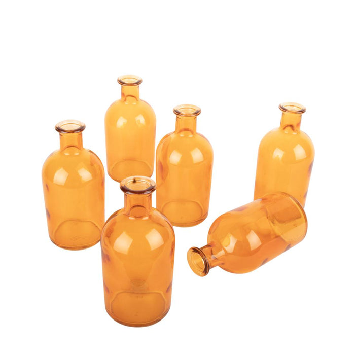 Set of 6 Glass Bud Vases | Small Apothecary Bottles, Bulk Set-Koyal Wholesale-Amber-Set of 6-