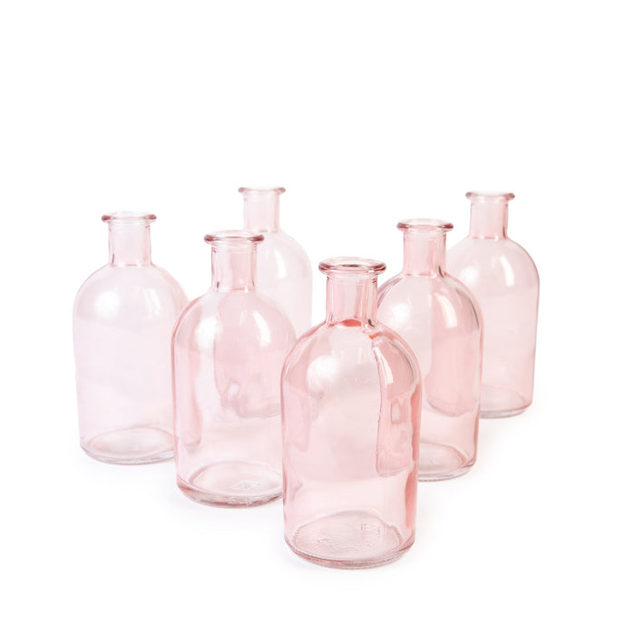 Set of 6 Glass Bud Vases | Small Apothecary Bottles, Bulk Set-Koyal Wholesale-Light Pink-Set of 6-