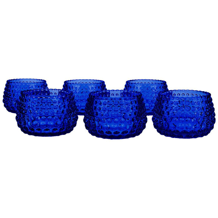 Set of 6 Hobnail Multi-Use Glass Candle Holders-Set of 6-Koyal Wholesale-Red-