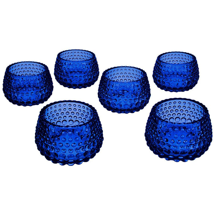 Set of 6 Hobnail Multi-Use Glass Candle Holders-Set of 6-Koyal Wholesale-Red-