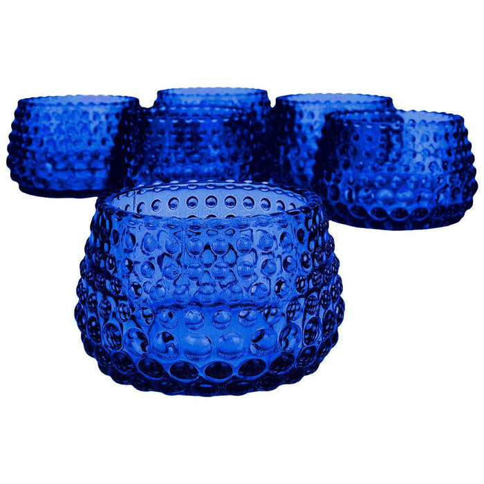 Set of 6 Hobnail Multi-Use Glass Candle Holders-Set of 6-Koyal Wholesale-Red-