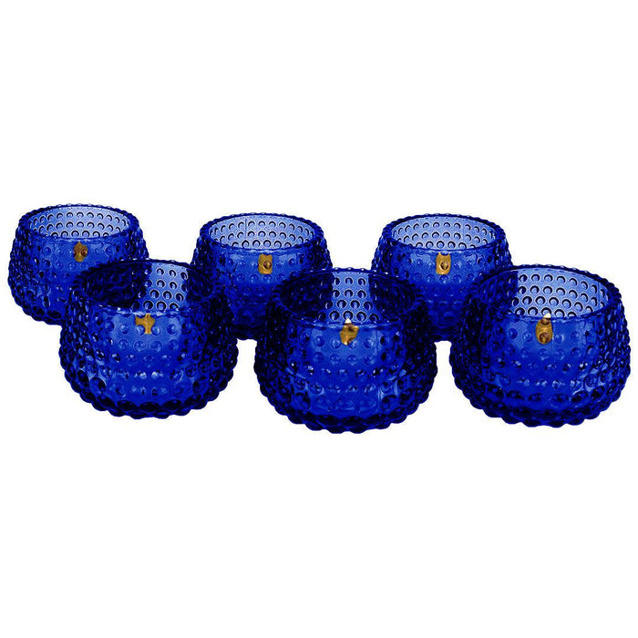 Set of 6 Hobnail Multi-Use Glass Candle Holders-Set of 6-Koyal Wholesale-Red-