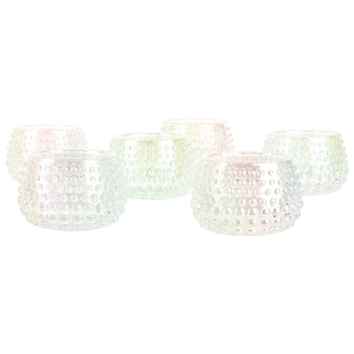 Set of 6 Hobnail Multi-Use Glass Candle Holders-Set of 6-Koyal Wholesale-Red-