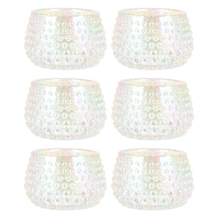 Set of 6 Hobnail Multi-Use Glass Candle Holders-Set of 6-Koyal Wholesale-Iridescent-