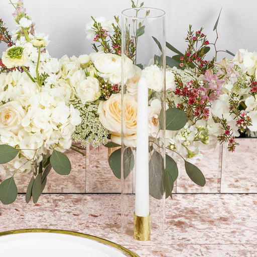 Set of 6 Minimalist Taper Candle Holders with Hurricane Glass for Weddings Centerpieces-Set of 6-Koyal Wholesale-