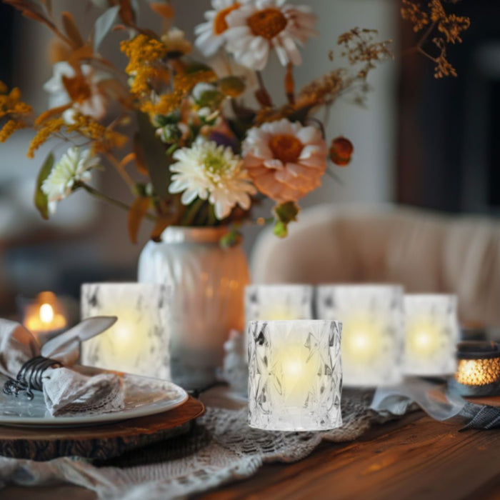 Set of 6 Modern Multifaceted Glass Candle Holders-Set of 6-Koyal Wholesale-Red-