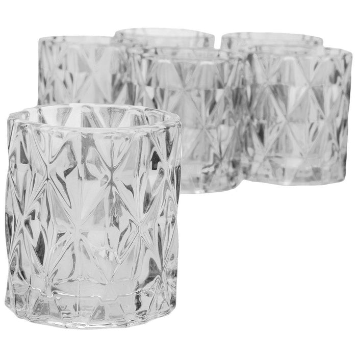 Set of 6 Modern Multifaceted Glass Candle Holders-Set of 6-Koyal Wholesale-Red-