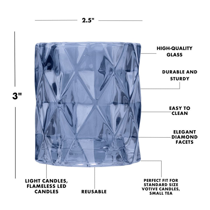 Set of 6 Modern Multifaceted Glass Candle Holders-Set of 6-Koyal Wholesale-Red-