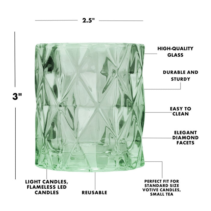 Set of 6 Modern Multifaceted Glass Candle Holders-Set of 6-Koyal Wholesale-Red-