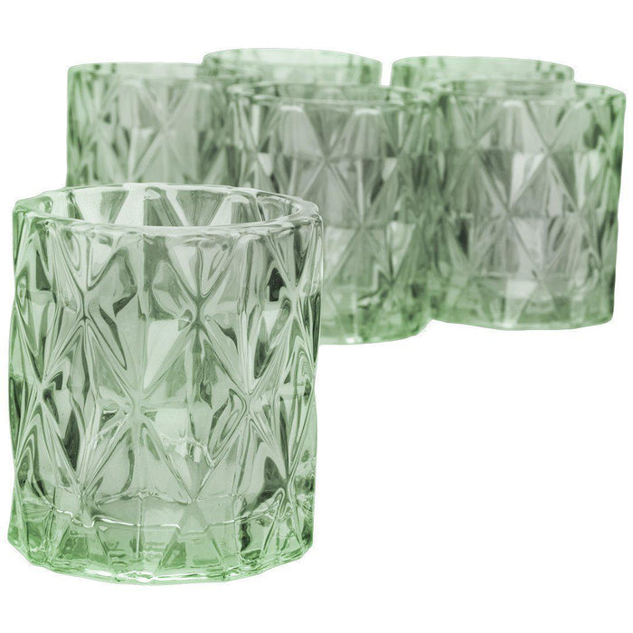 Set of 6 Modern Multifaceted Glass Candle Holders-Set of 6-Koyal Wholesale-Red-