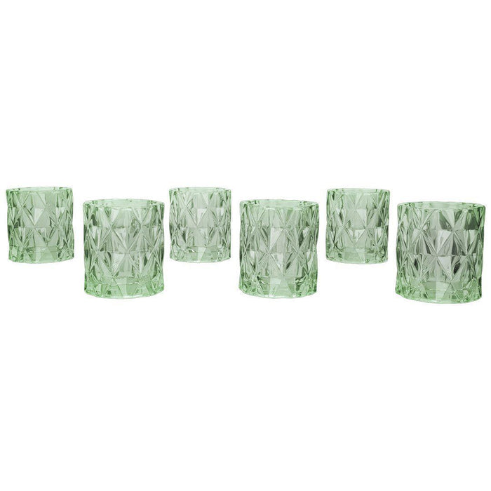 Set of 6 Modern Multifaceted Glass Candle Holders-Set of 6-Koyal Wholesale-Red-