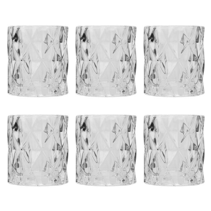 Set of 6 Modern Multifaceted Glass Candle Holders-Set of 6-Koyal Wholesale-Gray-