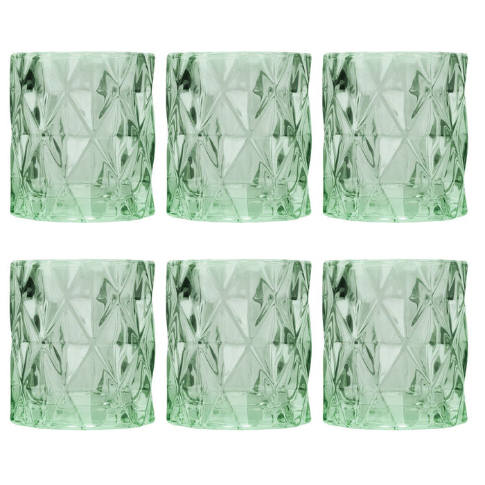 Set of 6 Modern Multifaceted Glass Candle Holders-Set of 6-Koyal Wholesale-Mint-