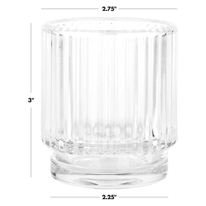 Set of 6 Ribbed Glass Votive Candle Holders - Aesthetic Decor & Candle Holders for Table Centerpiece-Set of 6-Koyal Wholesale-Burgundy-