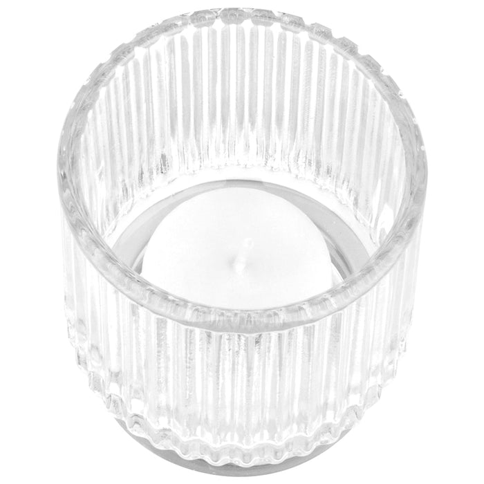 Set of 6 Ribbed Glass Votive Candle Holders - Aesthetic Decor & Candle Holders for Table Centerpiece-Set of 6-Koyal Wholesale-Burgundy-