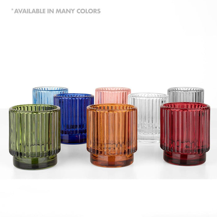 Set of 6 Ribbed Glass Votive Candle Holders - Aesthetic Decor & Candle Holders for Table Centerpiece-Set of 6-Koyal Wholesale-Burgundy-