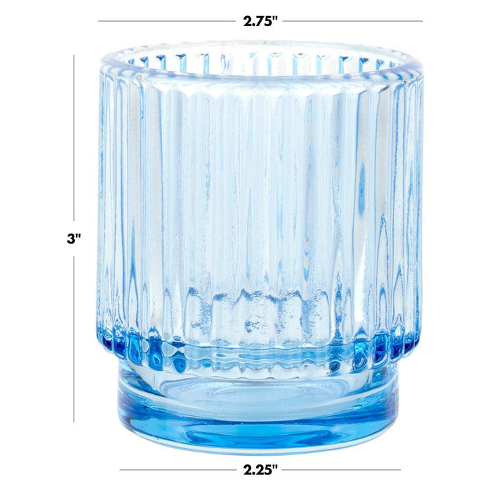 Set of 6 Ribbed Glass Votive Candle Holders - Aesthetic Decor & Candle Holders for Table Centerpiece-Set of 6-Koyal Wholesale-Burgundy-