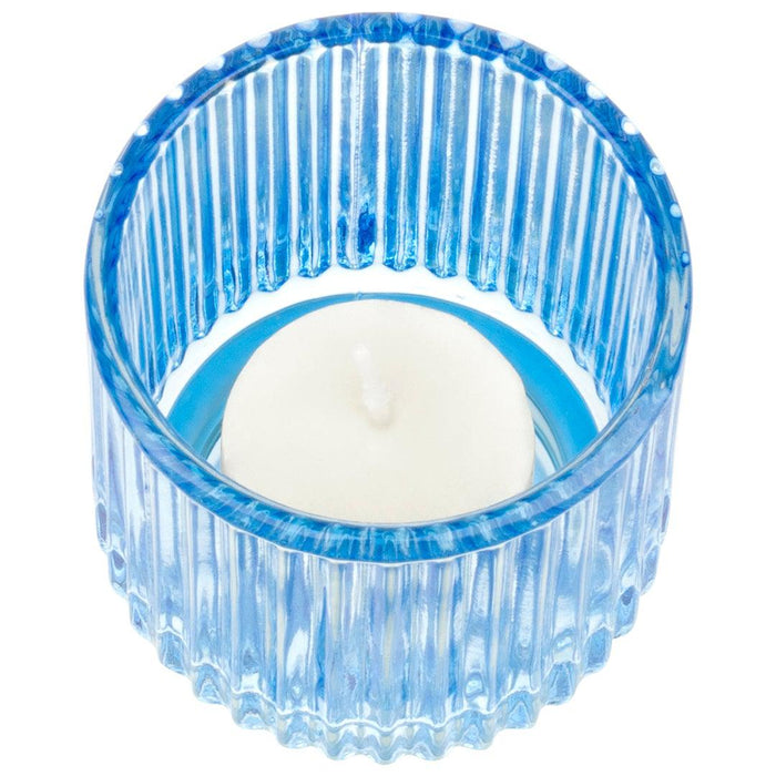 Set of 6 Ribbed Glass Votive Candle Holders - Aesthetic Decor & Candle Holders for Table Centerpiece-Set of 6-Koyal Wholesale-Burgundy-