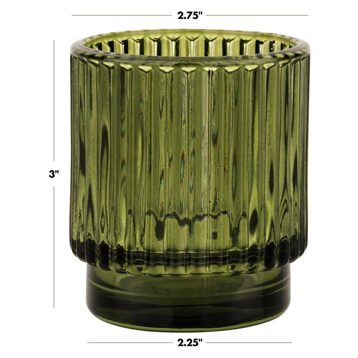 Set of 6 Ribbed Glass Votive Candle Holders - Aesthetic Decor & Candle Holders for Table Centerpiece-Set of 6-Koyal Wholesale-Burgundy-