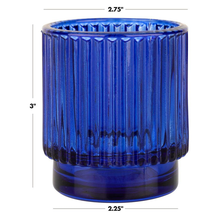Set of 6 Ribbed Glass Votive Candle Holders - Aesthetic Decor & Candle Holders for Table Centerpiece-Set of 6-Koyal Wholesale-Burgundy-