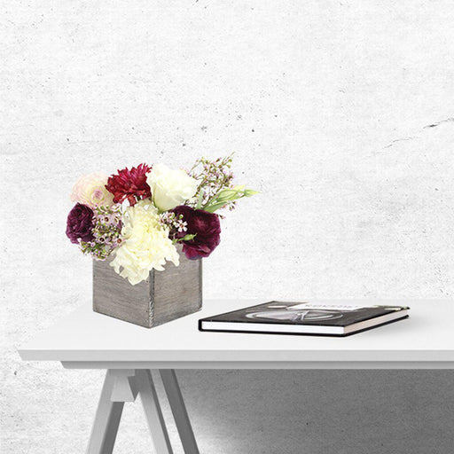 Set of 6 Rustic Square Cube Wood Vase-Set of 6-Koyal Wholesale-4" x 4" x 4"-