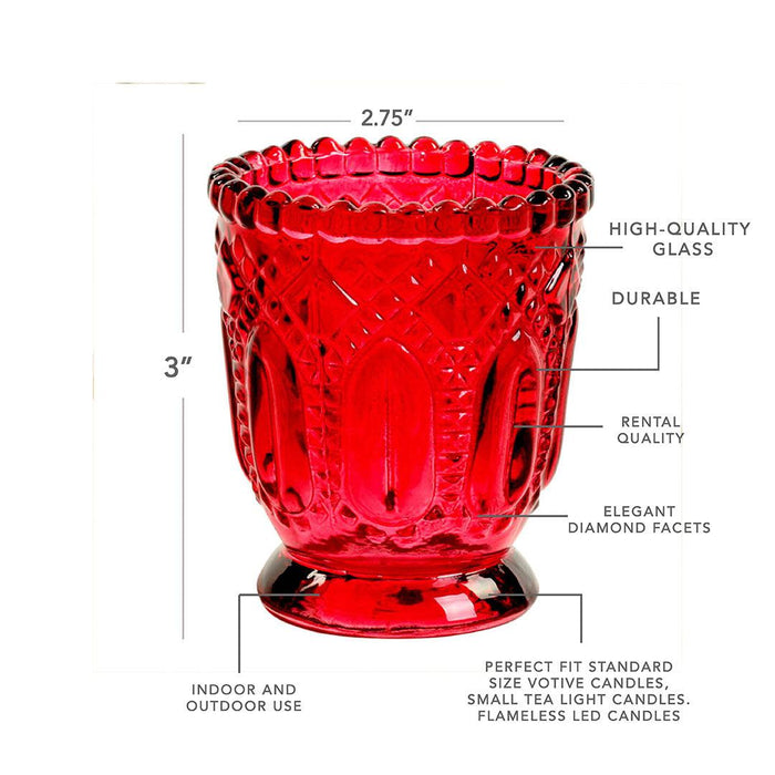 Set of 6 Vintage Glass Candle Holder Bulk Pack-Koyal Wholesale-Blush Pink-Set of 6-