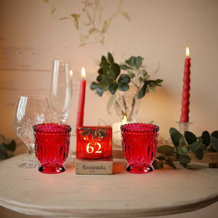 Set of 6 Vintage Glass Candle Holder Bulk Pack-Koyal Wholesale-Blush Pink-Set of 6-