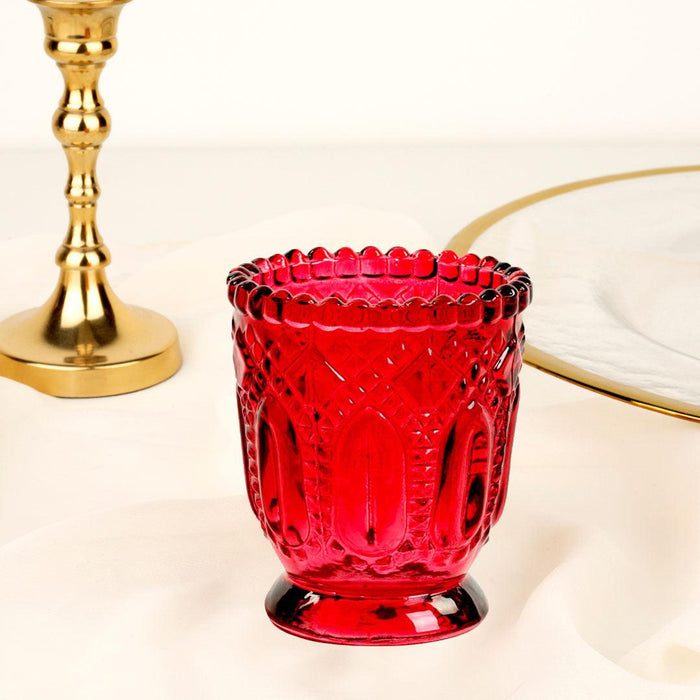 Set of 6 Vintage Glass Candle Holder Bulk Pack-Koyal Wholesale-Blush Pink-Set of 6-