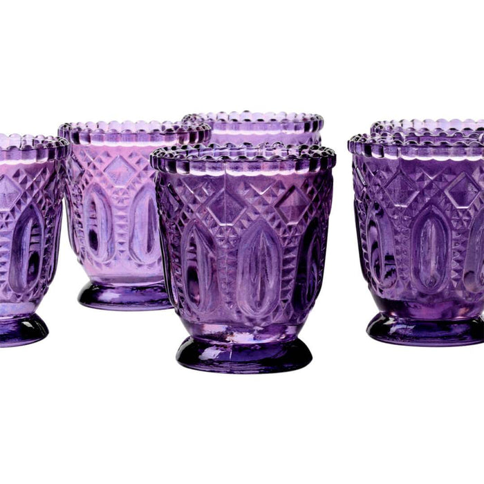 Set of 6 Vintage Glass Candle Holder Bulk Pack-Koyal Wholesale-Blush Pink-Set of 6-