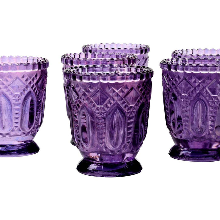 Set of 6 Vintage Glass Candle Holder Bulk Pack-Koyal Wholesale-Blush Pink-Set of 6-