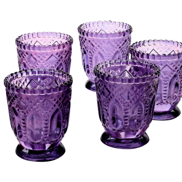 Set of 6 Vintage Glass Candle Holder Bulk Pack-Koyal Wholesale-Blush Pink-Set of 6-