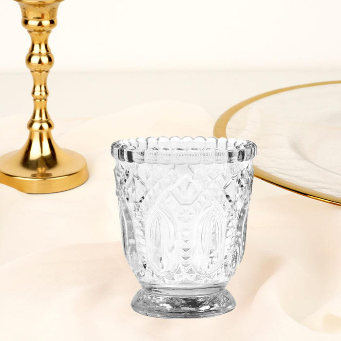 Set of 6 Vintage Glass Candle Holder Bulk Pack-Koyal Wholesale-Blush Pink-Set of 6-