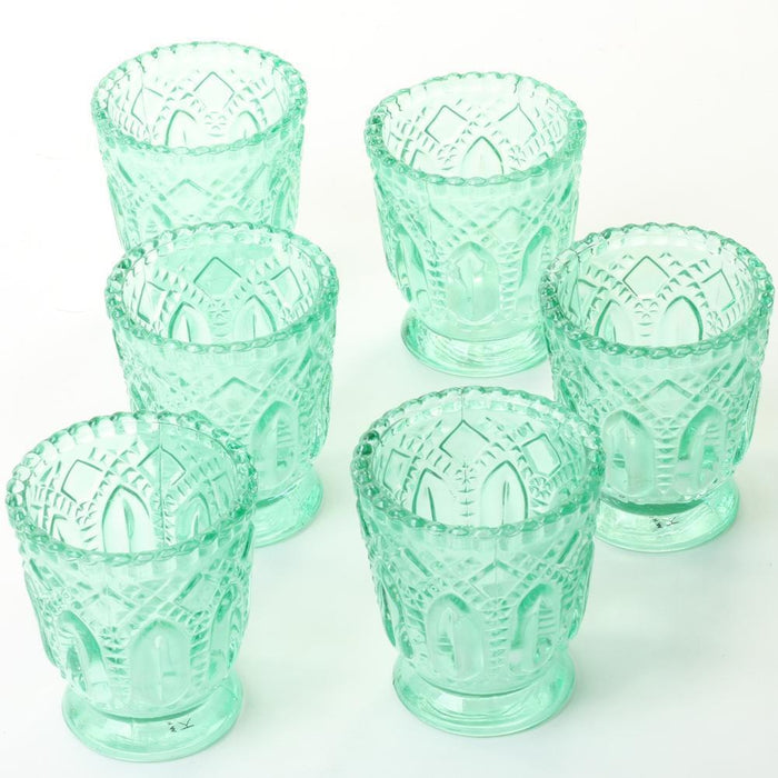 Set of 6 Vintage Glass Candle Holder Bulk Pack-Koyal Wholesale-Blush Pink-Set of 6-