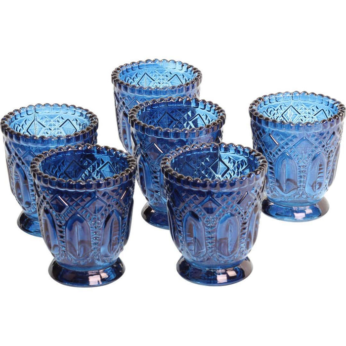 Set of 6 Vintage Glass Candle Holder Bulk Pack-Koyal Wholesale-Blush Pink-Set of 6-