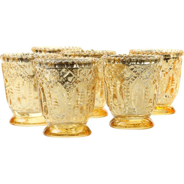 Set of 6 Vintage Glass Candle Holder Bulk Pack-Koyal Wholesale-Blush Pink-Set of 6-