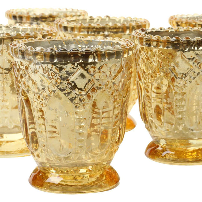 Set of 6 Vintage Glass Candle Holder Bulk Pack-Koyal Wholesale-Blush Pink-Set of 6-