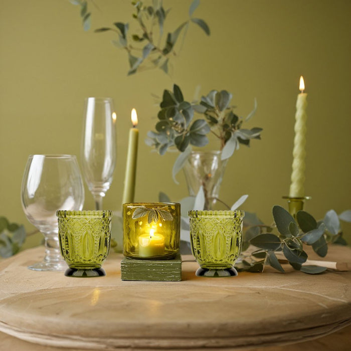 Set of 6 Vintage Glass Candle Holder Bulk Pack-Koyal Wholesale-Blush Pink-Set of 6-