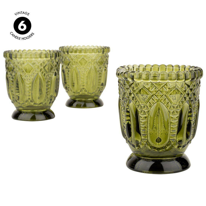 Set of 6 Vintage Glass Candle Holder Bulk Pack-Koyal Wholesale-Blush Pink-Set of 6-