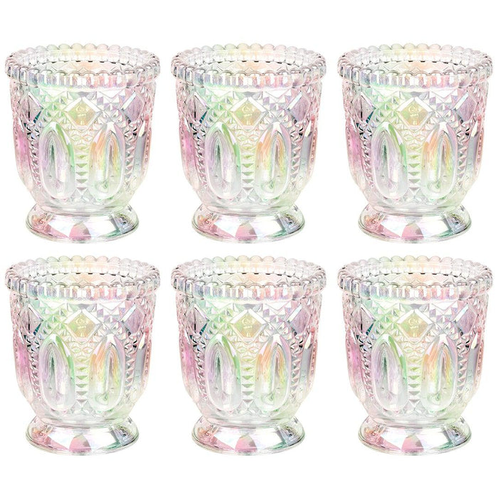 Set of 6 Vintage Glass Candle Holder Bulk Pack-Koyal Wholesale-Iridescent-Set of 6-